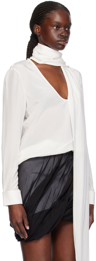 Риза Helmut Lang Helmut Lang Scarf Neck Blouse Бяло | O01HW522, 1
