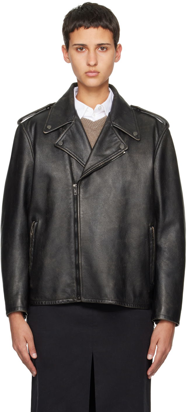 Яке The Row Leather Biker Jacket Черно | 7556-L238