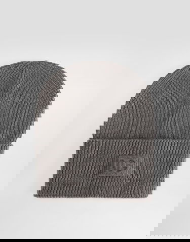 Шапка Dolce & Gabbana Dolce & Gabbana Ribbed Knit Wool Beanie with Embossed Logo Patch Сиво | GX15KZJDVCIS8292, 2