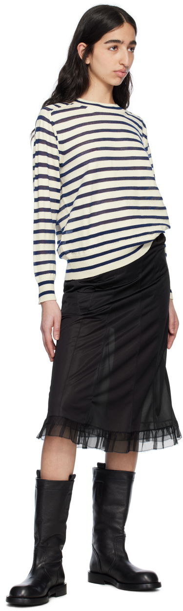 Пуловер Comme des Garçons Comme Des Garçons Horizontal Stripe Cotton Sweater Бяло | TO-N007-S25, 3