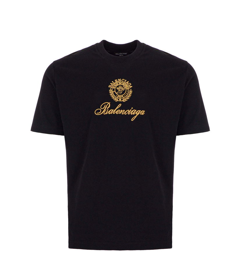Тениска Balenciaga Qixi Crest Medium Fit T-Shirt Черно | 612966TMVL41075