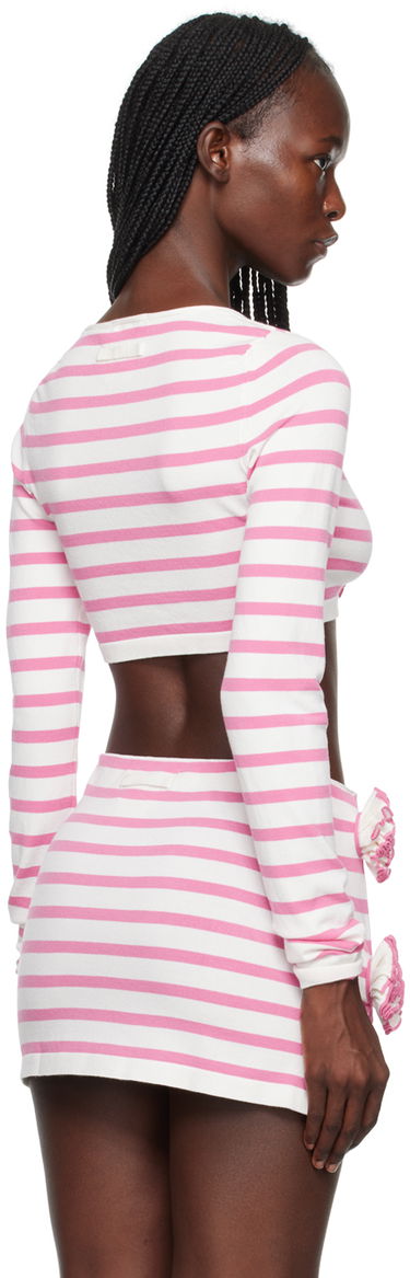 Съкратен топ Jean Paul Gaultier Gaultier 'The Flower' Striped Long Sleeve Crop Top Розово | 23/12-F-PL029-M048-0321, 2