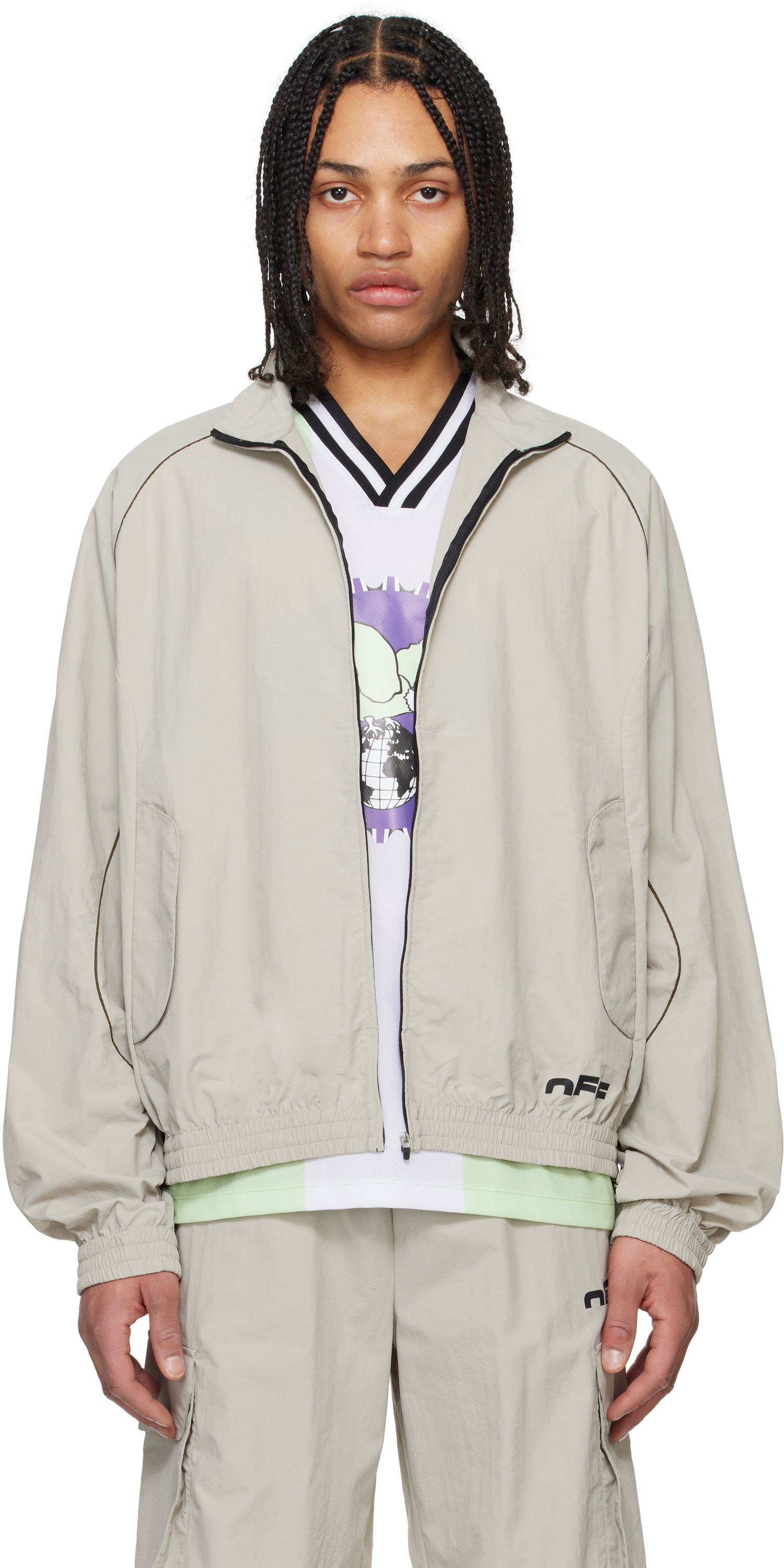 Ветровка Off-White Off-White Split Track Jacket Бежово | OMBD05AS25FAB0010500, 0