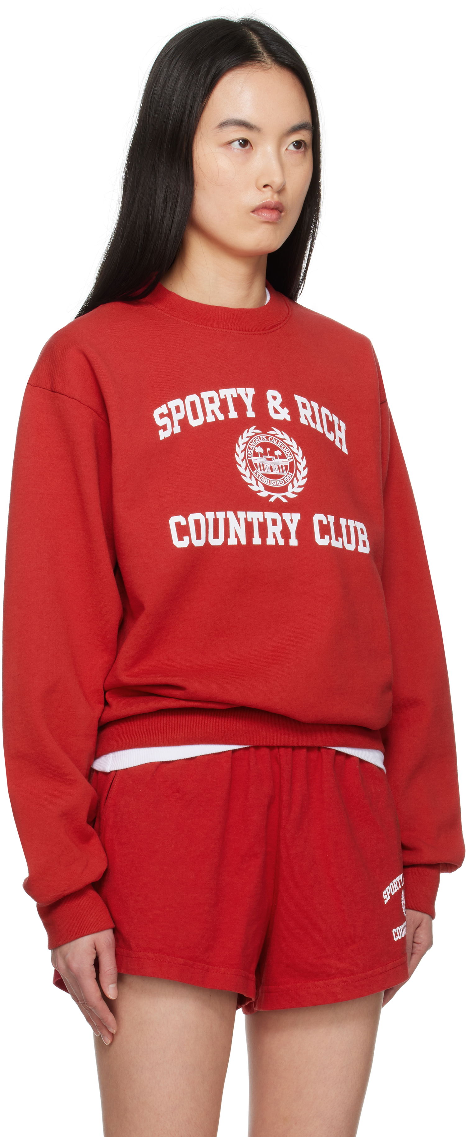 Пуловер Sporty & Rich Sporty & Rich Varsity Crest Crewneck Sweatshirt Червено | ST071606218RE15, 1