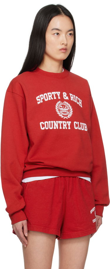 Пуловер Sporty & Rich Sporty & Rich Varsity Crest Crewneck Sweatshirt Червено | ST071606218RE15, 1