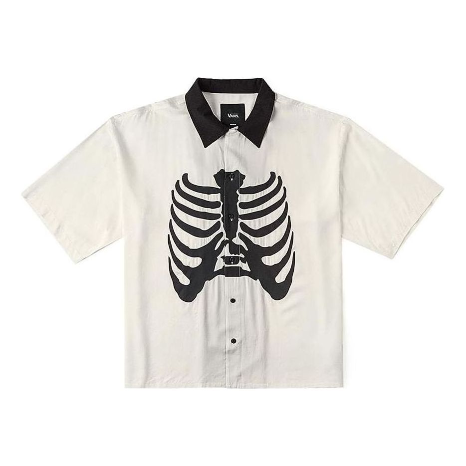 Риза Vans Skeleton Print Short Sleeve Shirt Бяло | VN000JHHFS8, 0