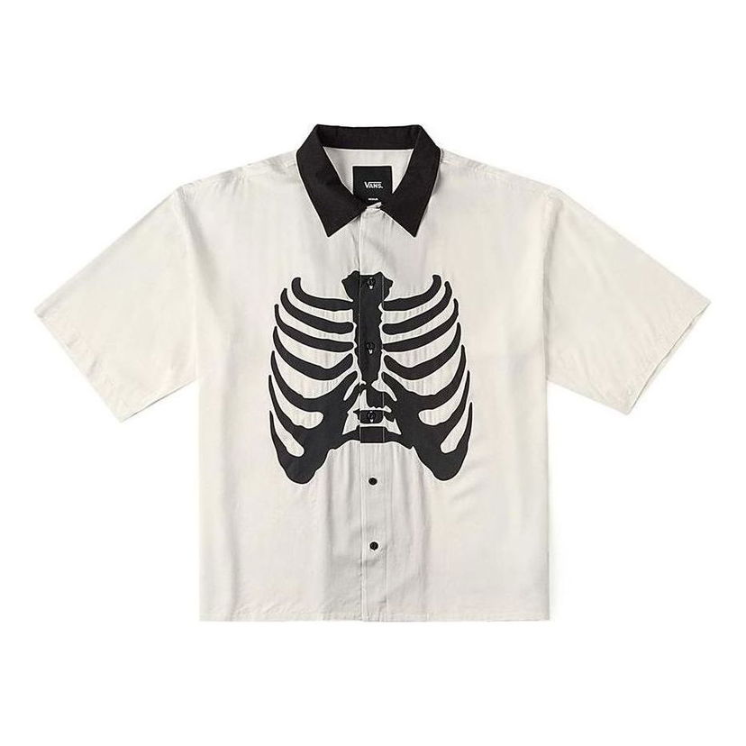 Риза Vans Skeleton Print Short Sleeve Shirt Бяло | VN000JHHFS8