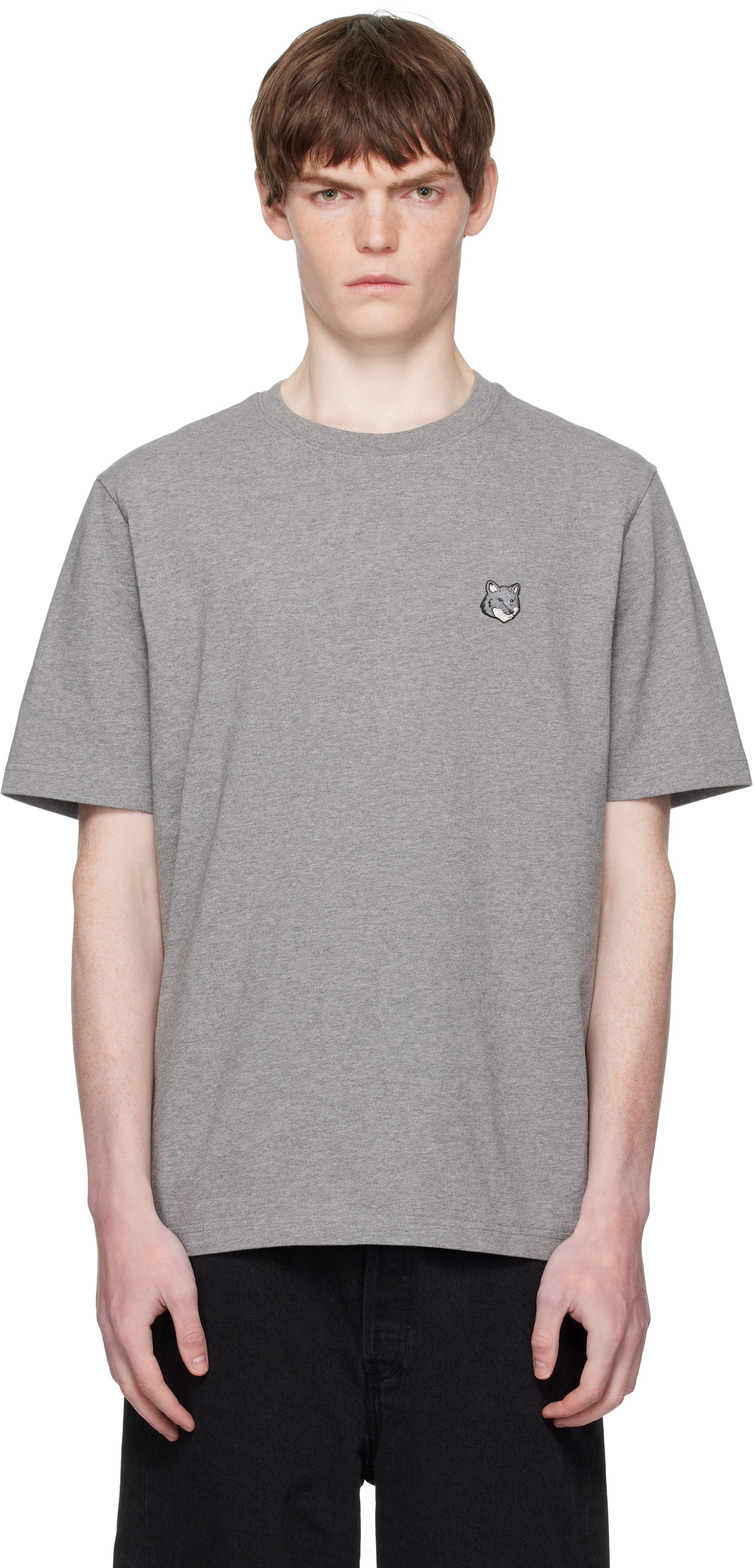 Тениска MAISON KITSUNÉ Maison Kitsuné Fox Head Patch Comfort T-Shirt Сиво | PM00108KJ7025, 0