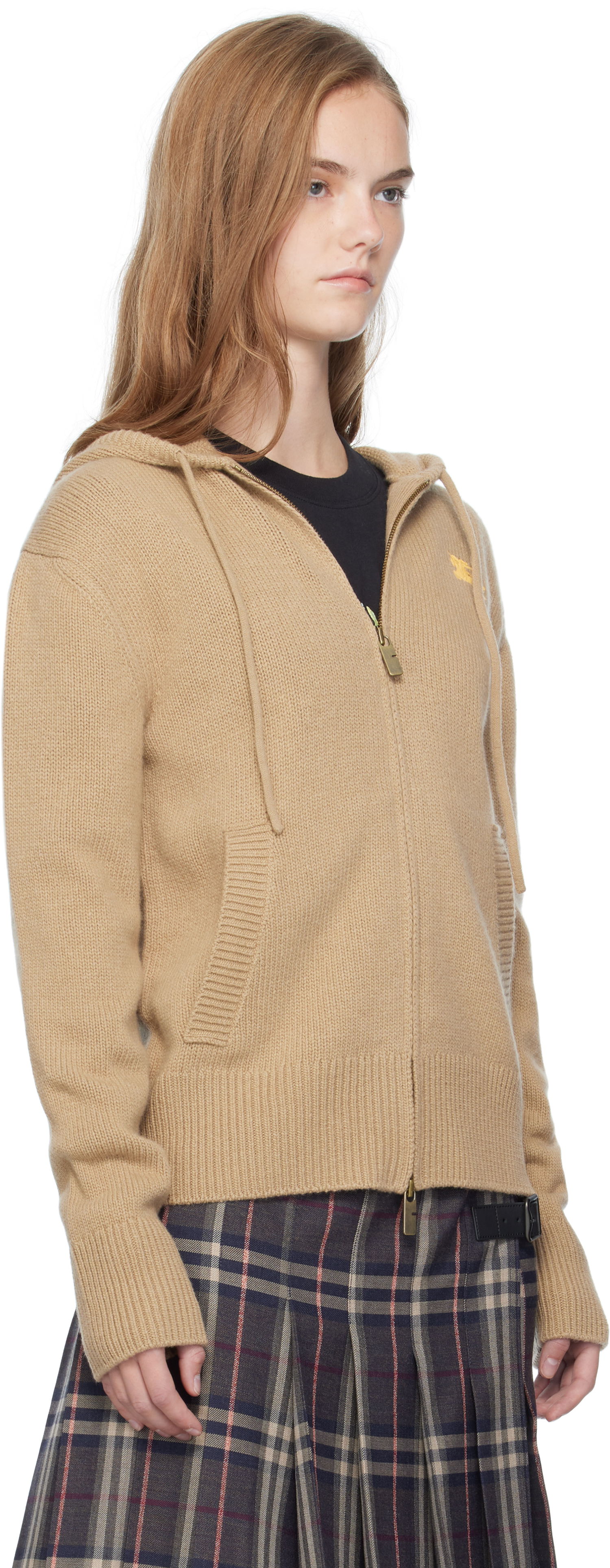 Суитчър Burberry Burberry EKD Knit Zip Hoodie Бежово | 8110687, 1