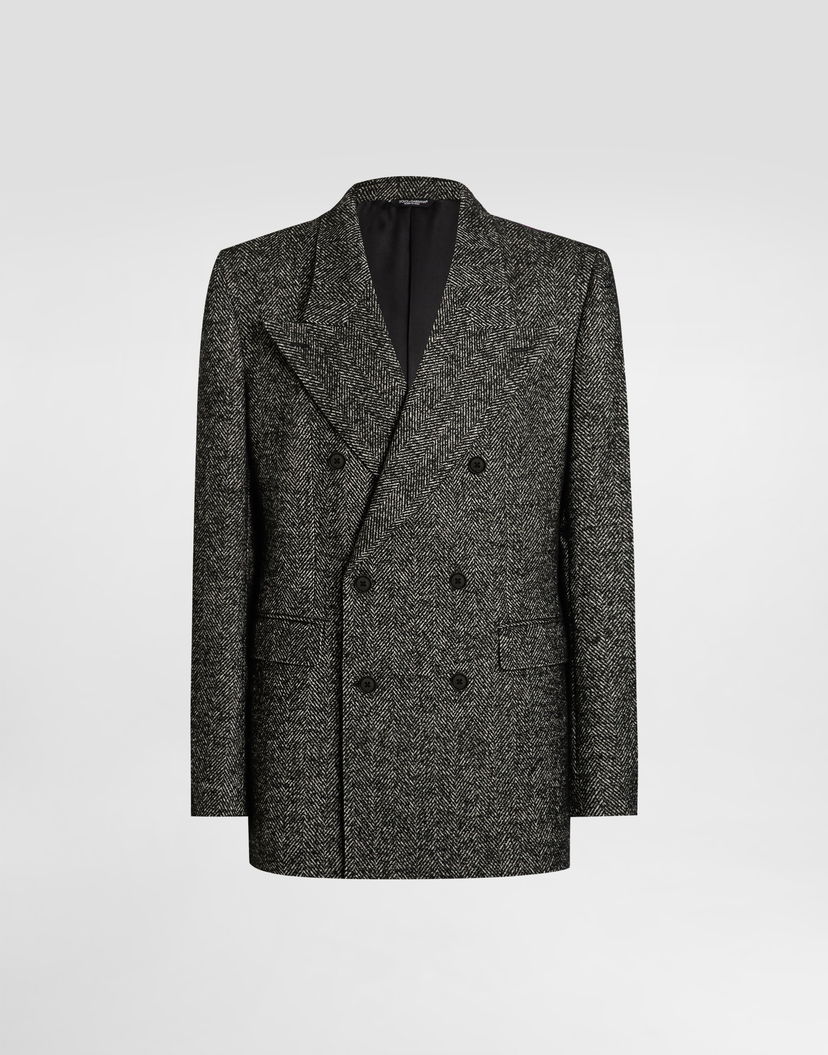 Яке Dolce & Gabbana Dolce & Gabbana Double-Breasted Chevron Wool Jacket Черно | G2VT6TFCBAJS8030