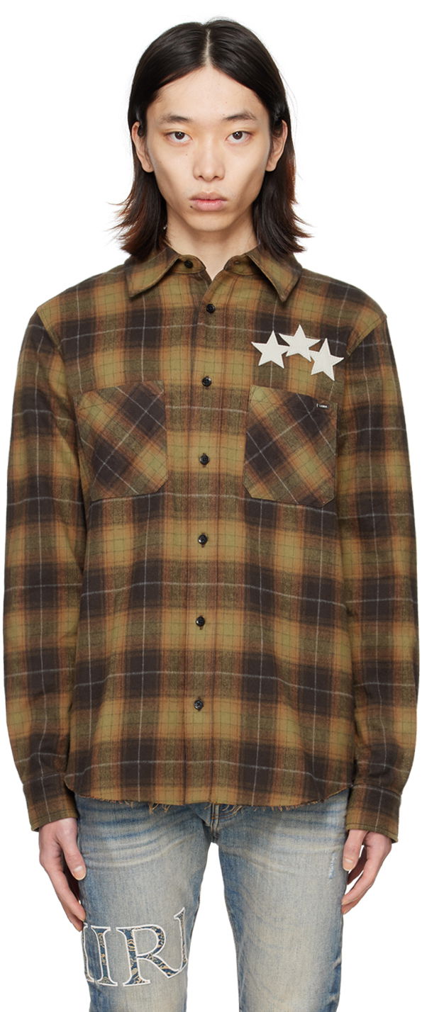Риза AMIRI AMIRI Star Plaid Shirt Кафяво | PS24MSL011
