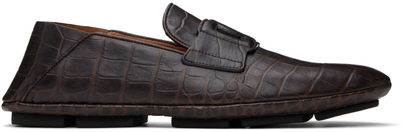Облекло Dolce & Gabbana Dolce&Gabbana Calfskin Driver Loafers Кафяво | A50583AA446