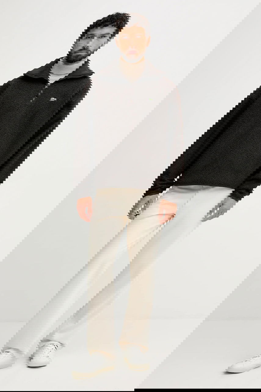 Суитчър Lacoste Teddy Fleece Half-Zip Pullover with Stand-Up Collar Кафяво | SH5500, 1