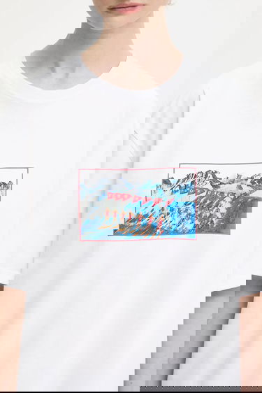 Тениска Fiorucci Winter Waterskiing Print Boxy Cotton T-shirt Бяло | W25FWJTS003CJ01WH01, 3