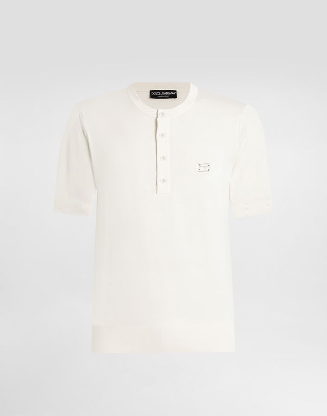 Dolce & Gabbana Knitted Cotton Henley T-Shirt
