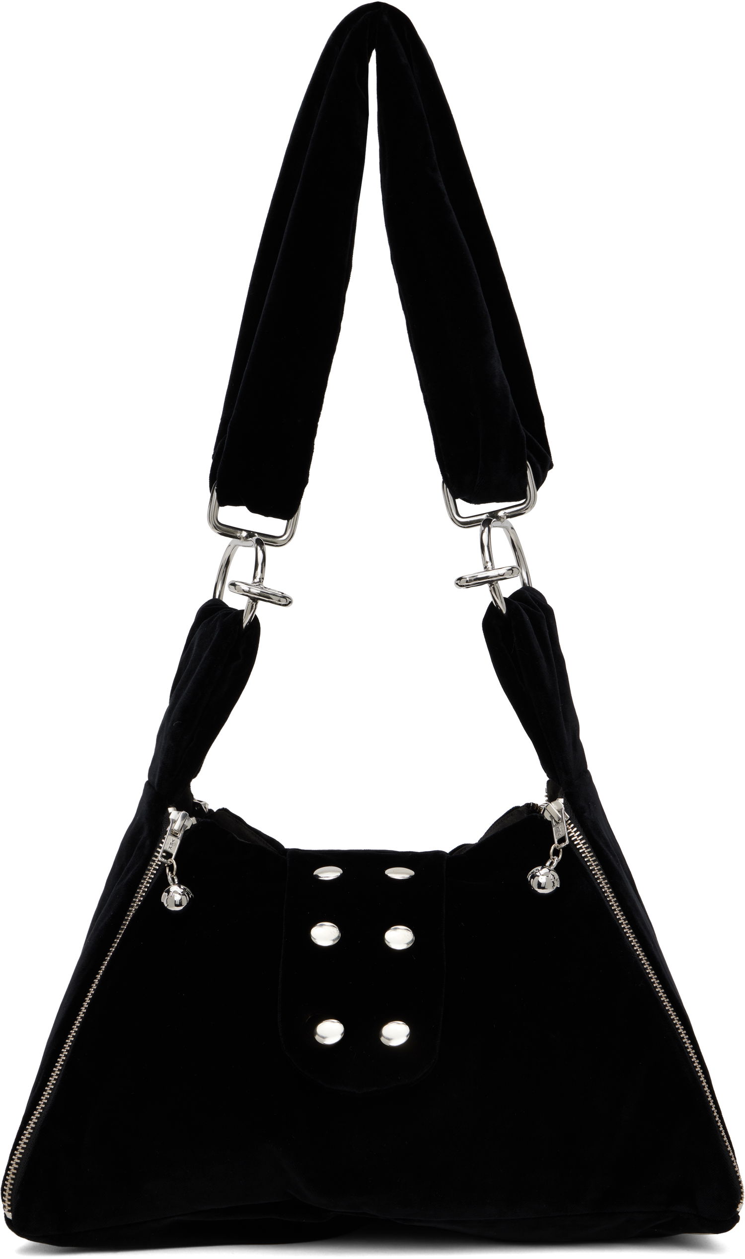Чанта през рамо Chopova Lowena Chopova Lowena Mini Pyramid Velvet Shoulder Bag Черно | 6442, 0