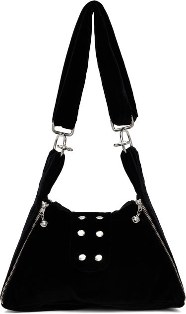 Чанта през рамо Chopova Lowena Chopova Lowena Mini Pyramid Velvet Shoulder Bag Черно | 6442, 0