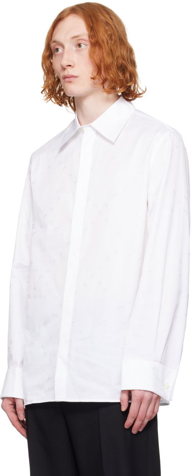 Риза Marine Serre Marine Serre 'MS' Jacquard Poplin Button Up Shirt Бяло | MSI037A CWOV0046, 3