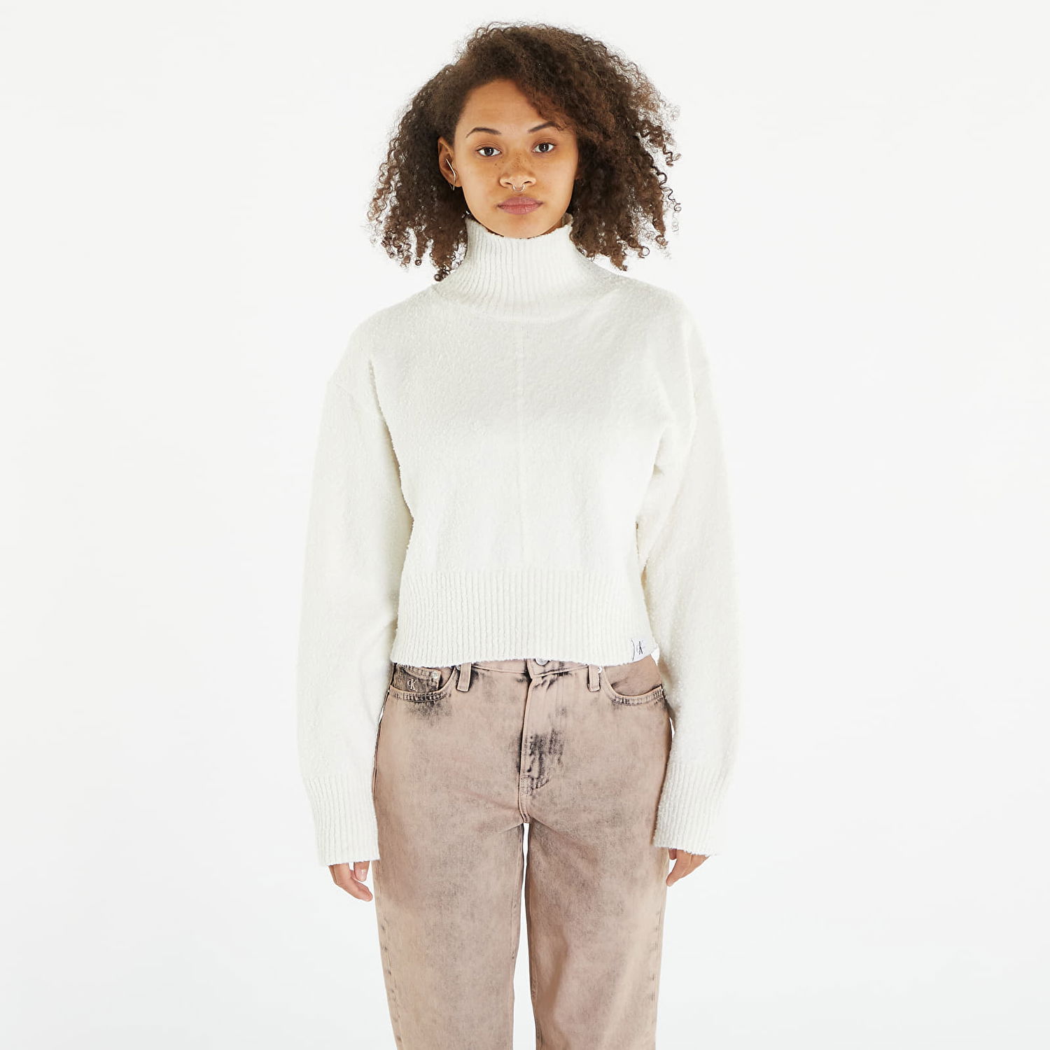 Пуловер CALVIN KLEIN Boucle High Neck Sweater Бяло | J20J221972 YBI, 0