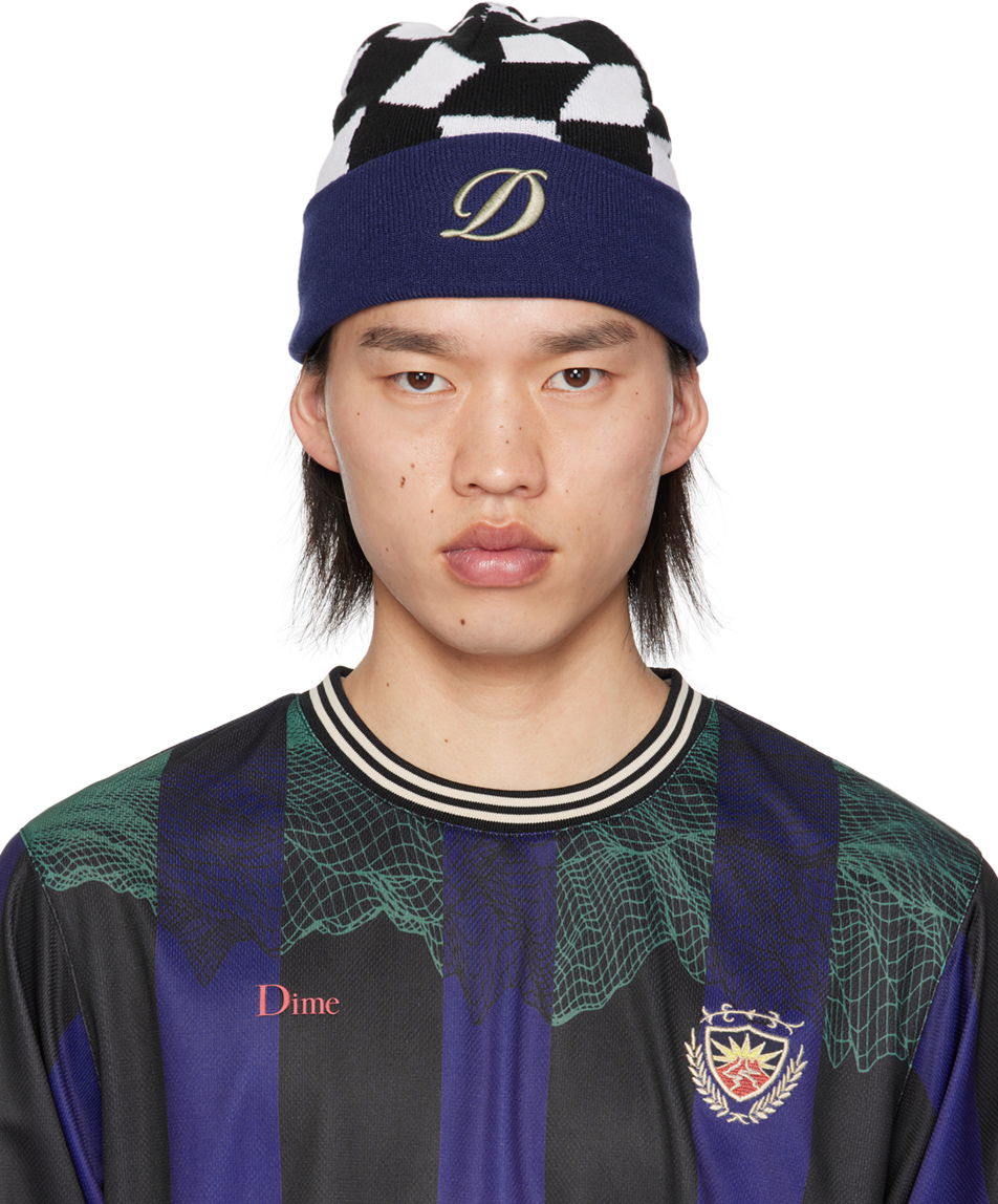 Шапка Dime Black & White D Checkered Cuff Beanie Черно | DIMESP2444BLK, 0