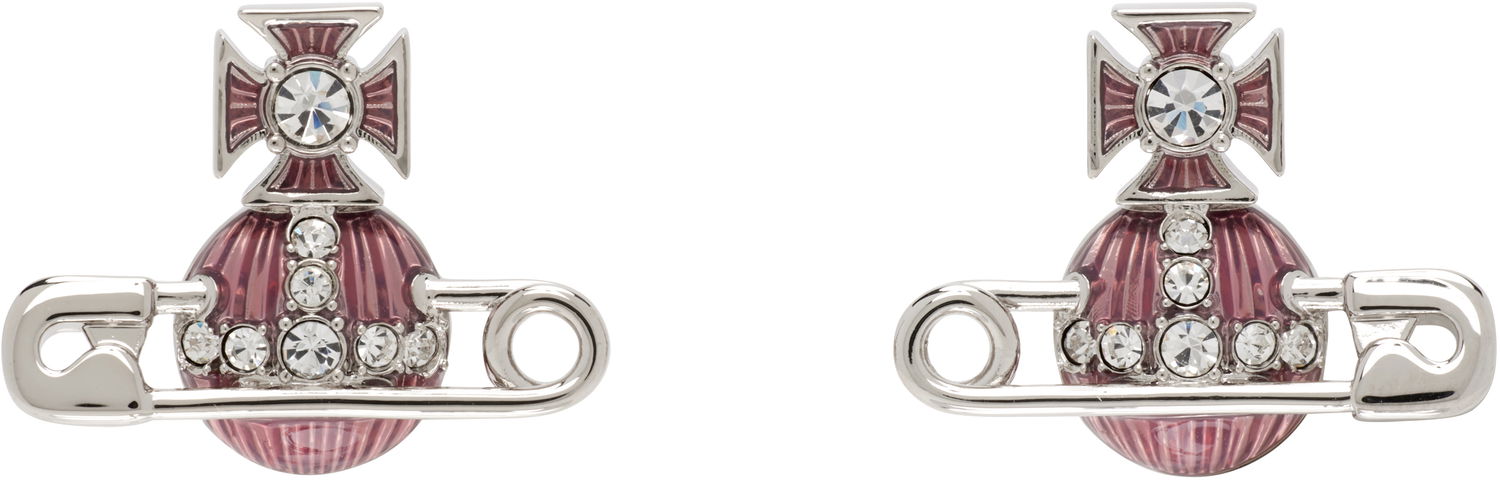 Обеци Vivienne Westwood Vivienne Westwood Kitty Orb Safety Pin Rhinestone Earrings Розово | 6201033P-02P639-, 0