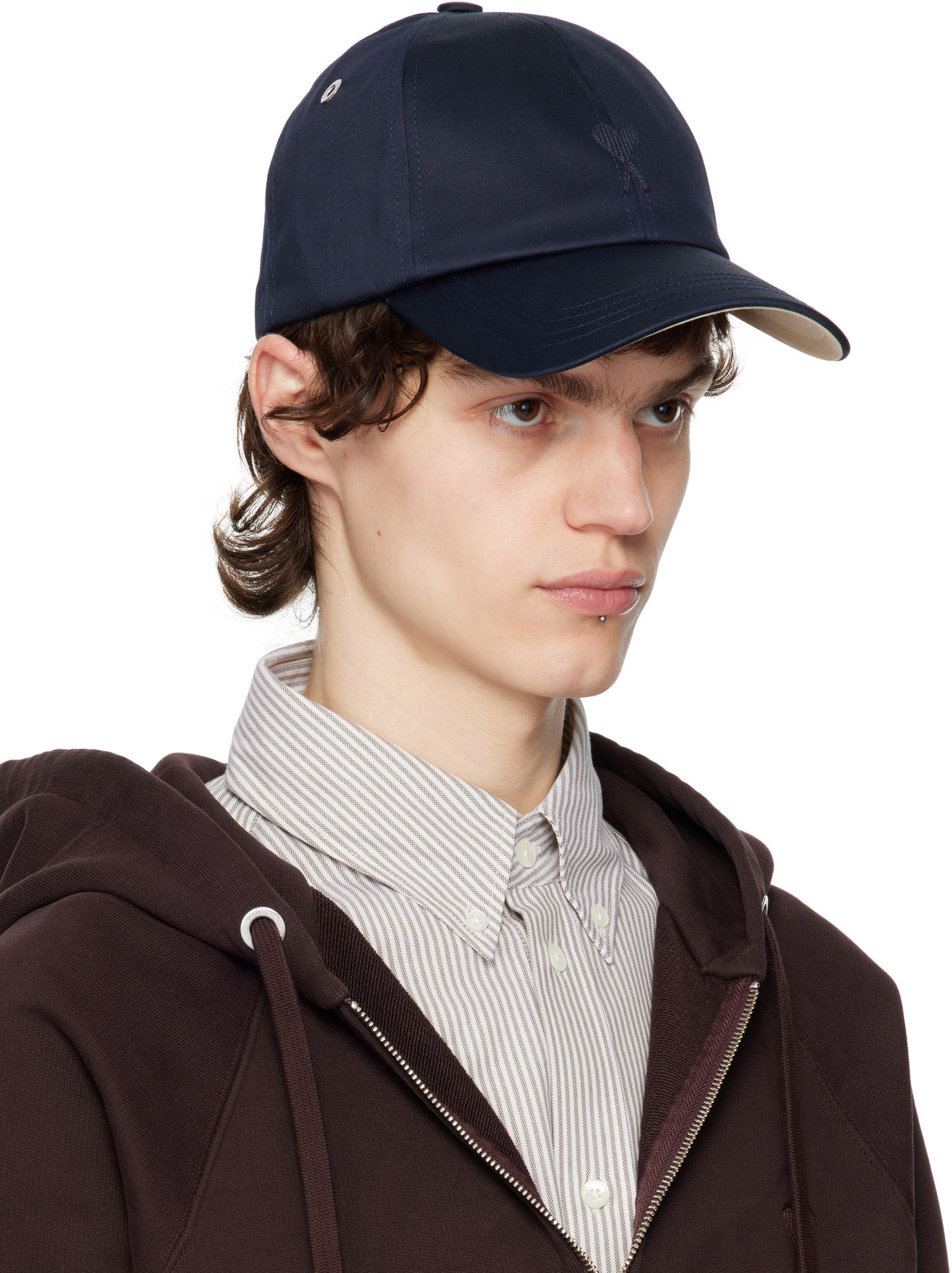 Шапка с козирка AMI AMI Paris Ami de Coeur Cotton Cap Тъмно синьо | UCP026.CO0103, 1