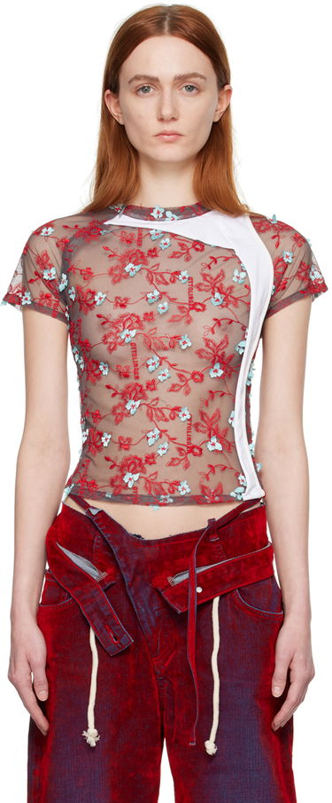 Тениска Ottolinger Ottolinger Floral Mesh T-Shirt Червено | 1901002, 0