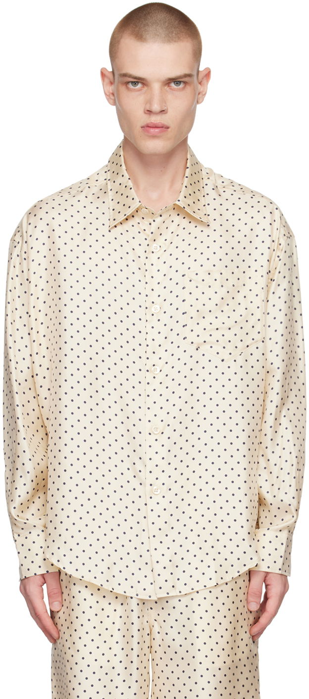 Риза AMI Polka Dot Shirt Бежово | USH125.SE0002, 0