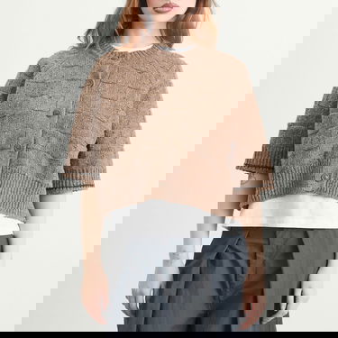 Пуловер YMC Kwai Checkered Knit Button-Front Cardigan Бежово | Q8ZME-TPE, 2