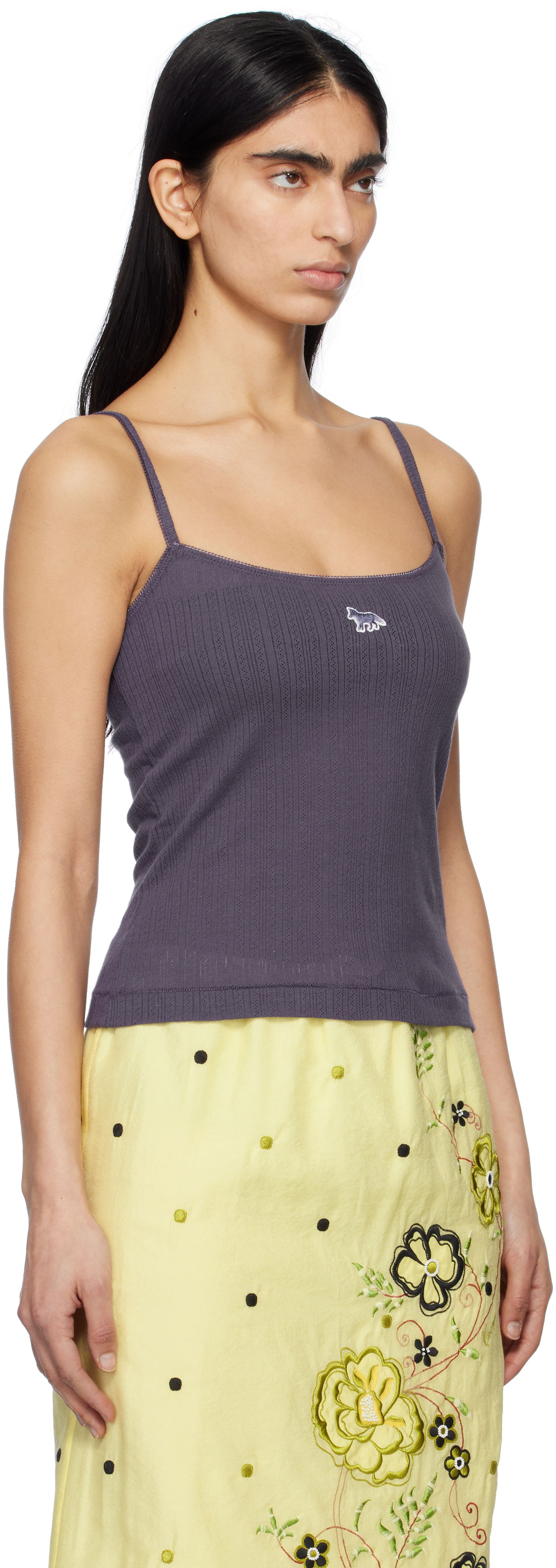 Потник MAISON KITSUNÉ Maison Kitsuné Baby Fox Patch Ribbed Camisole Лилаво | OW00608KA0027, 1