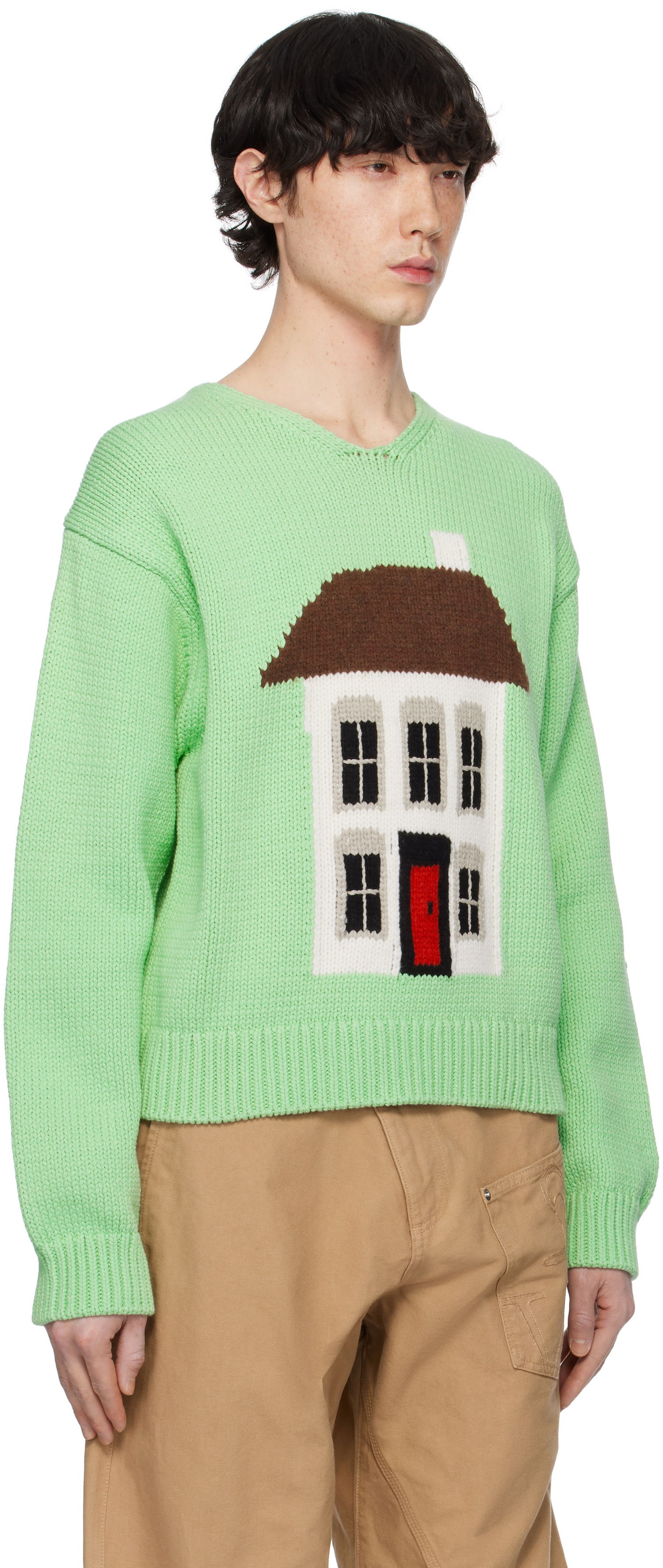 Пуловер JW Anderson JW Anderson House Graphic Sweater Зелено | KW1346-YN0417, 1
