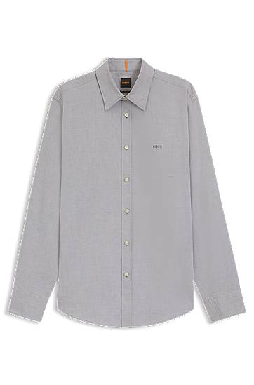 Риза BOSS Regular-Fit Stretch-Cotton Dobby Shirt Сиво | 50543498