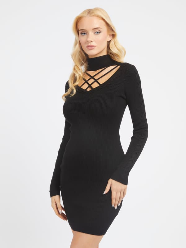 Pокля GUESS Cut-Out Mini Sweater Черно | W3BK0WZ2YJ2, 0