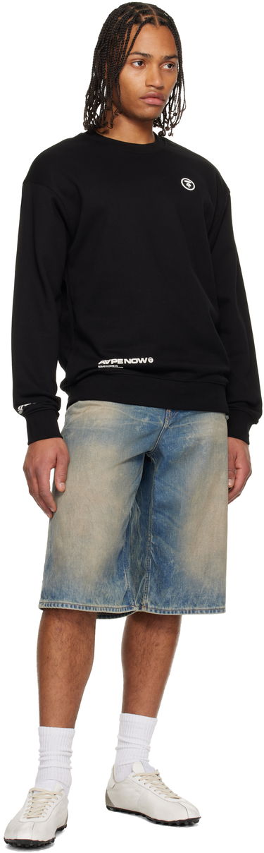 Суитчър AAPE by A Bathing Ape AAPENOW Moonface Logo Crewneck Sweatshirt Черно | AAPSWMC348XXPBKX, 3