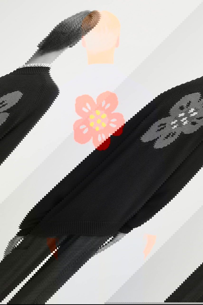 Пуловер KENZO Kenzo Wool Blend Cardigan with Flower Design Черно | FF65CA7443LA, 0