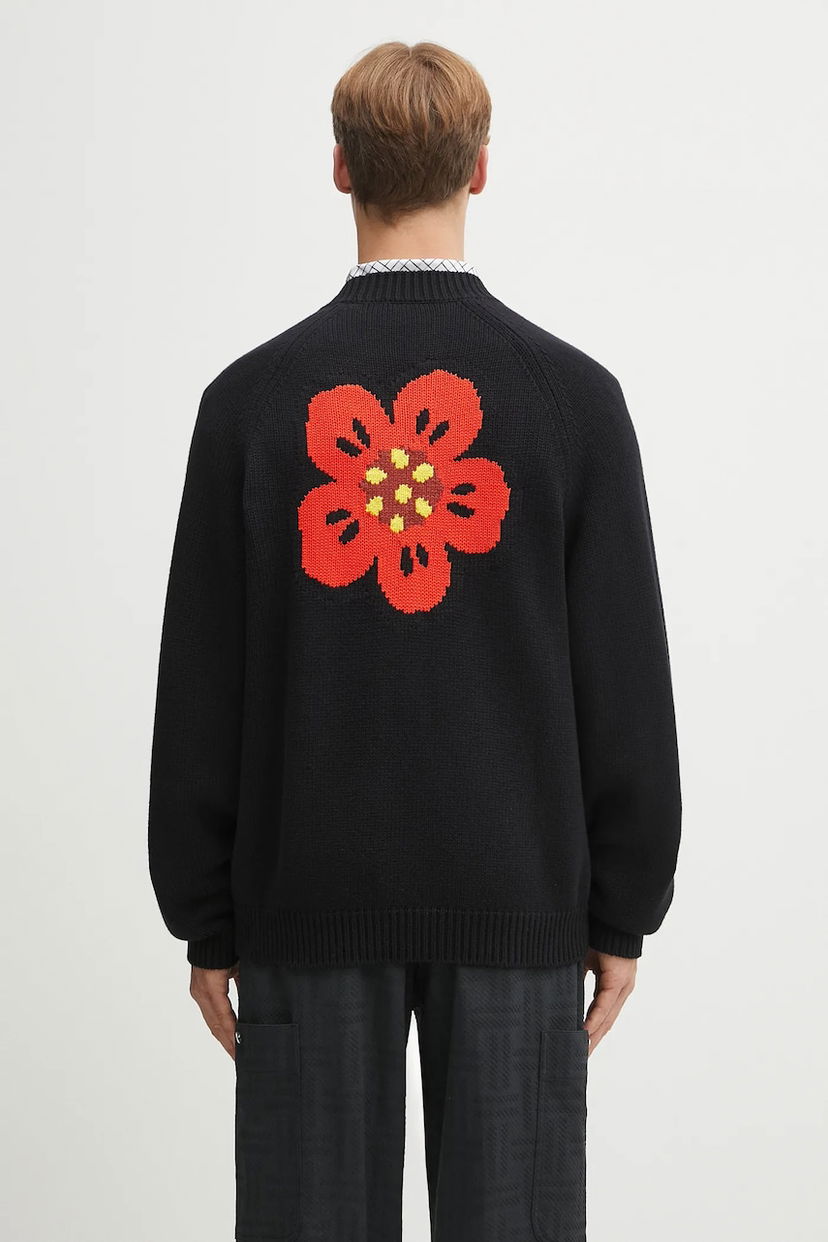 Пуловер KENZO Kenzo Wool Blend Cardigan with Flower Design Черно | FF65CA7443LA