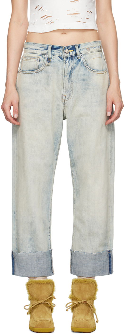 Дънки R13 R13 Cuffed X-Boyfriend Jeans Синьо | R13WD111-D218C, 0
