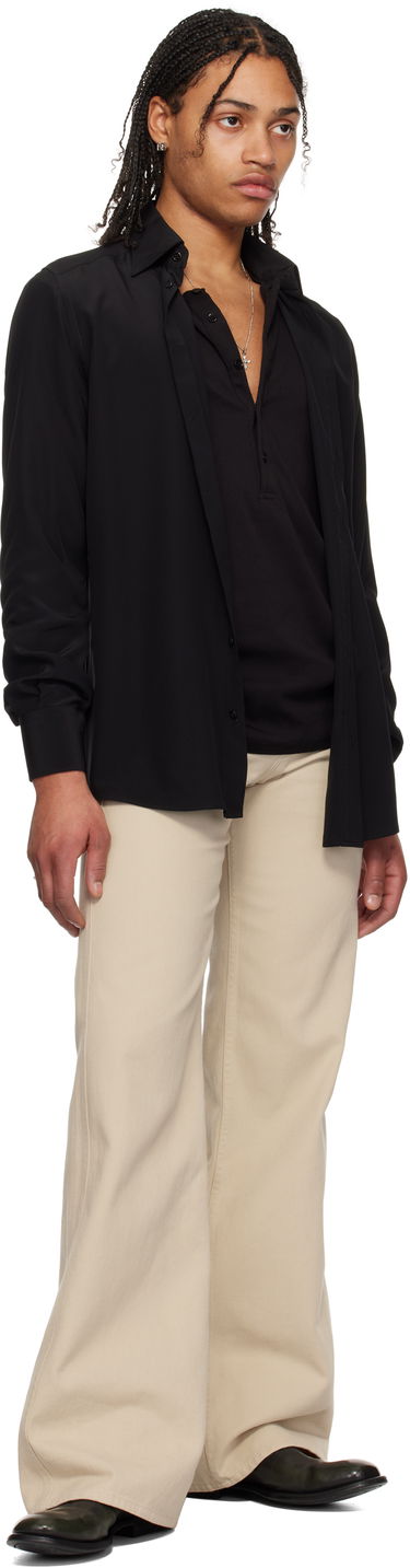 Риза Dolce & Gabbana Dolce&Gabbana Silk Logo Embroidered Shirt Черно | G5MO1ZFU1UQ, 3