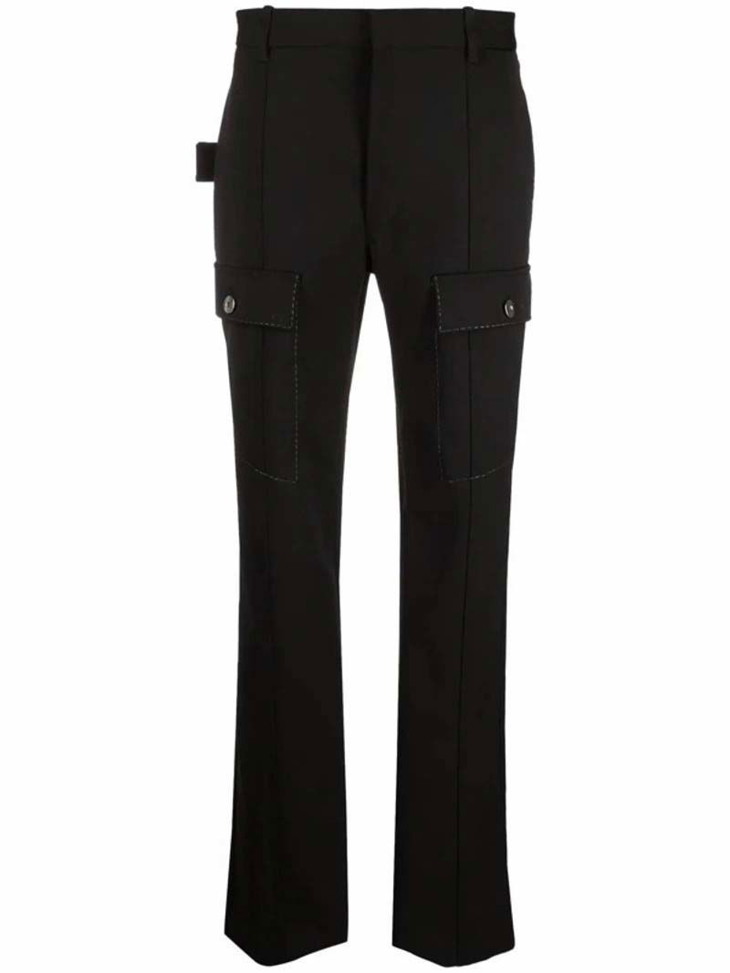 Панталони Bottega Veneta High-Waist Wool Trousers Черно | 672362V0IV01000, 0