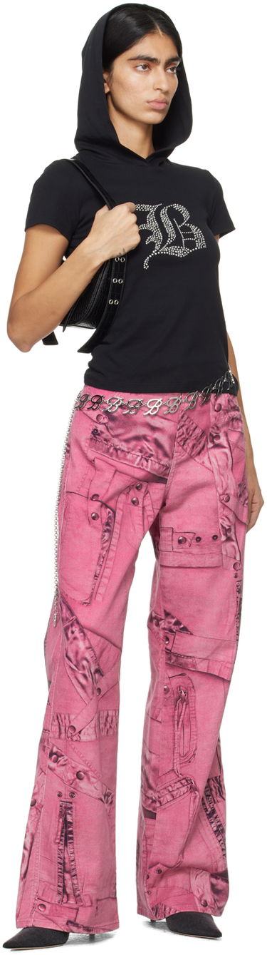 Дънки Blumarine Blumarine Trompe L'œil Print Wide-Leg Jeans Розово | P422J128A, 3