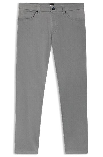 Панталони BOSS Maine Regular-Fit Micro-Patterned Stretch Cotton Trousers Сиво | 50543935, 0