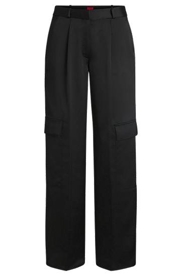 Relaxed-Fit Satin Cargo Trousers
