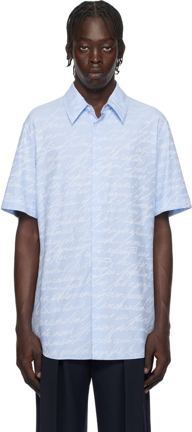 Риза Balmain Love Letter Print Shirt Синьо | EH1HL028CF82, 0