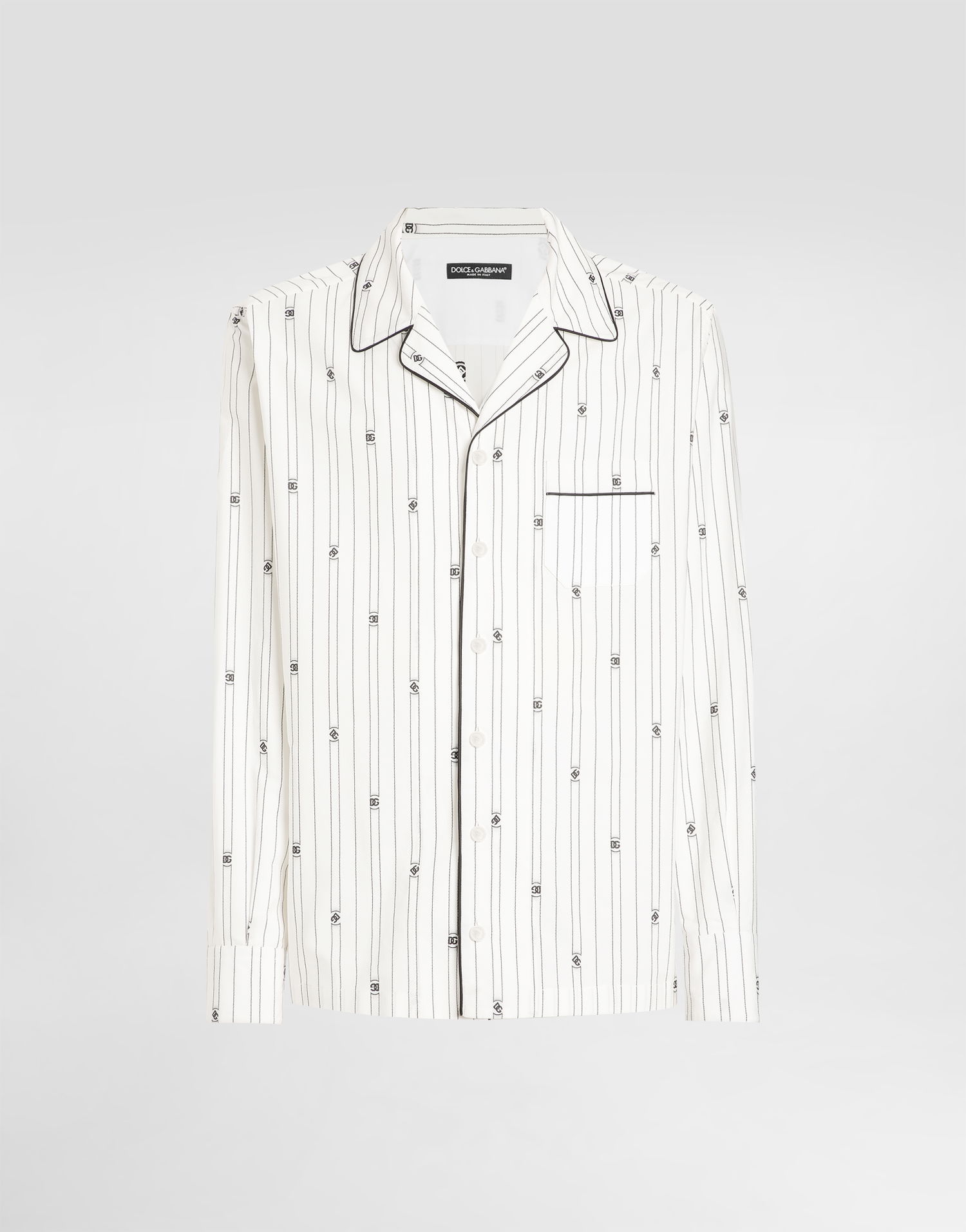 Риза Dolce & Gabbana Dolce & Gabbana Men's Vanity Logo Print Pinstripe Shirt Бяло | G5IF1THJMQRS8350, 0