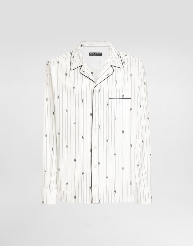 Dolce & Gabbana Men's Vanity Logo Print Pinstripe Shirt