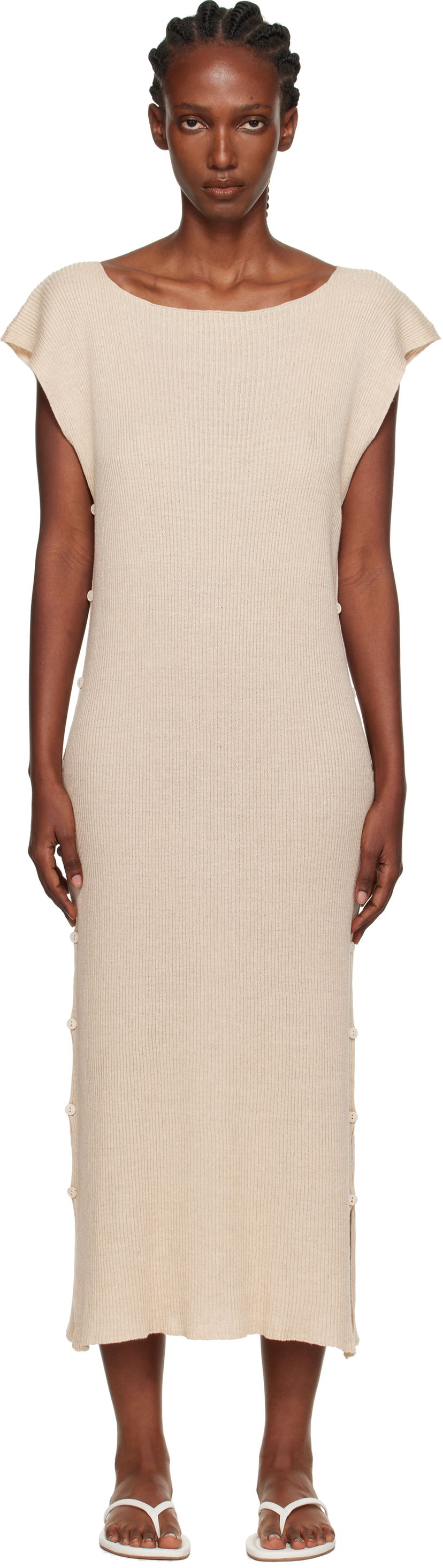 Pокля Baserange Baserange Franca Maxi Dress Бежово | DRFR-LS-AU25