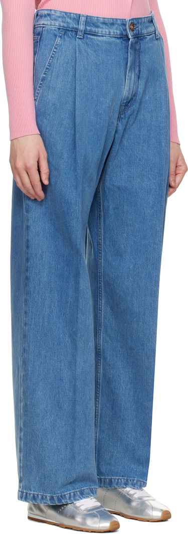 Дънки MAISON KITSUNÉ Maison Kitsuné Pleated Denim Jeans Синьо | OW01101WD4010, 1