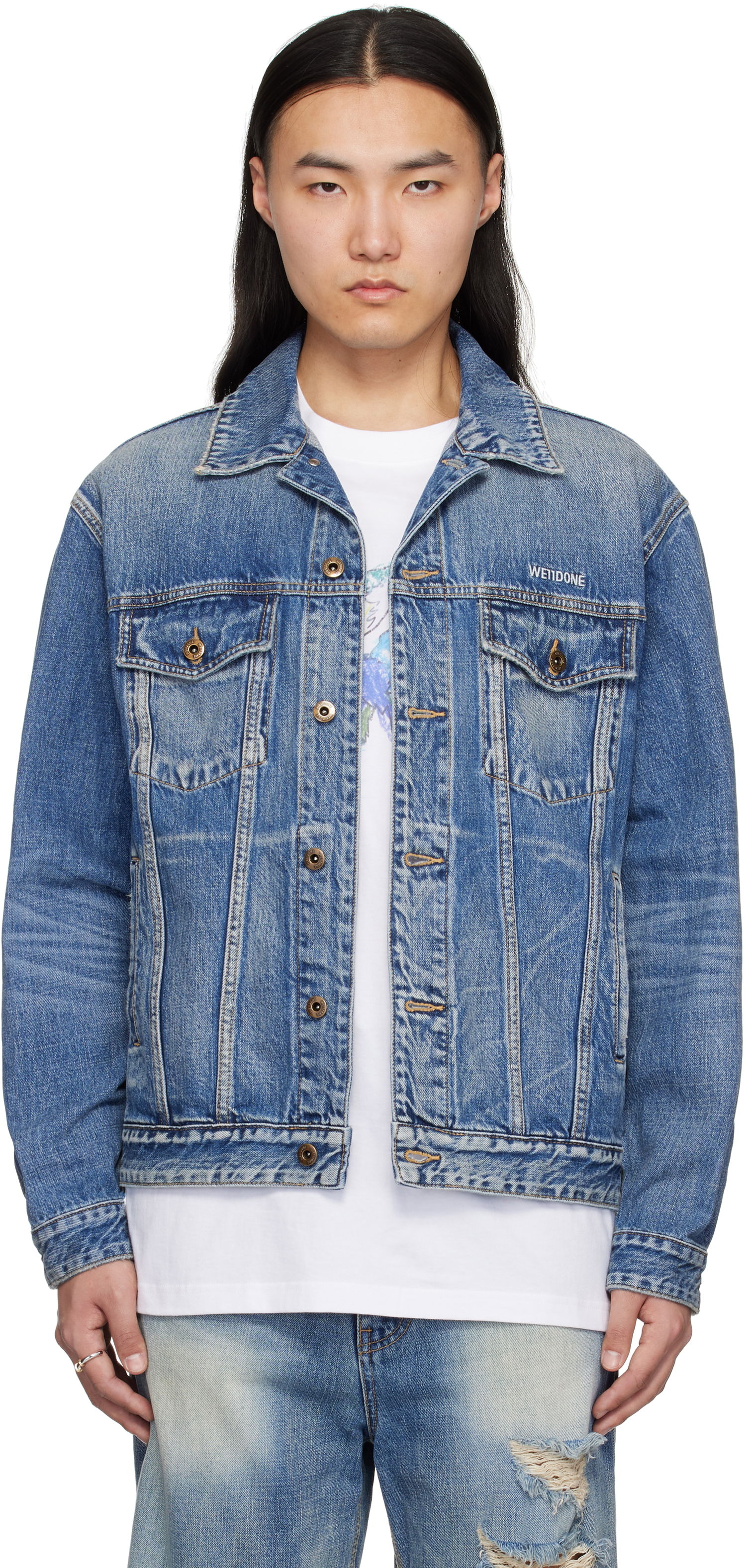 Яке We11done We11done Washed Denim Jacket Синьо | WD-DJ0-25-313-U-BL, 0