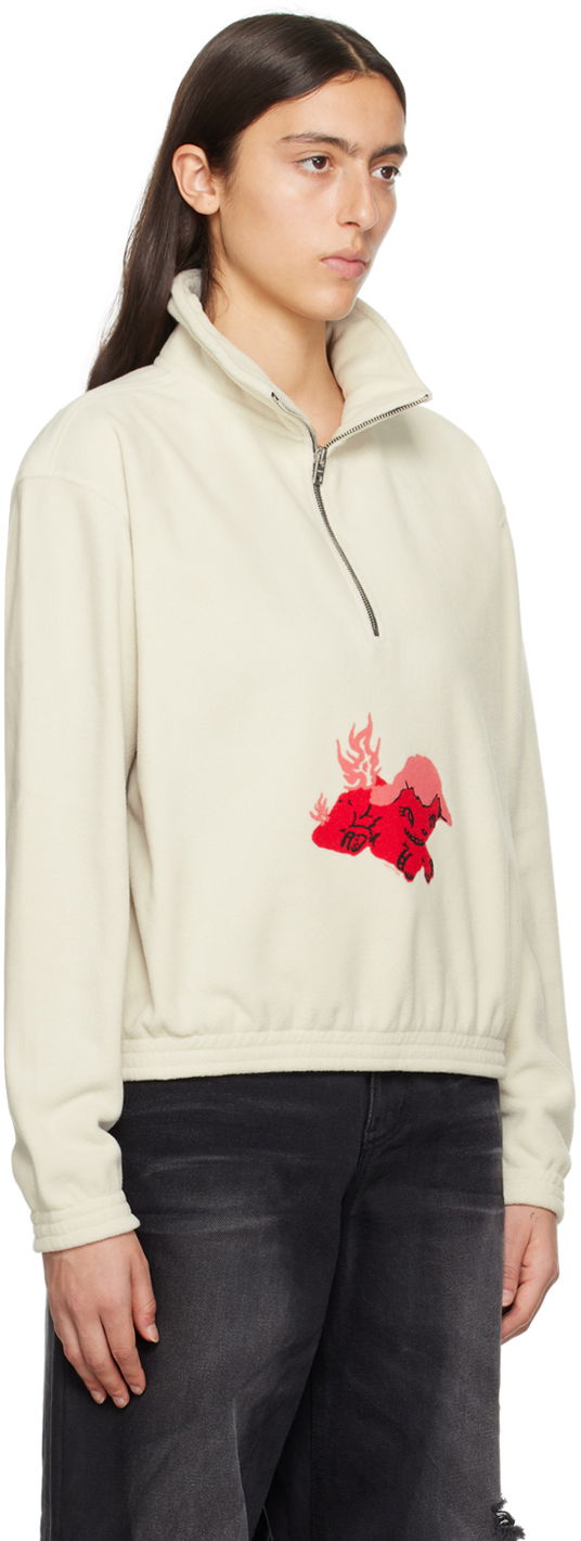 Суитчър We11done Pony Fleece Half-Zip Sweatshirt Бяло | WD-TS3-23-893-U-WH, 1