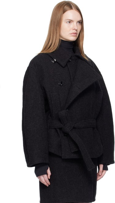 Палта LEMAIRE Short Asymmetrical Bathrobe Coat Черно | CO1149 LF504, 1